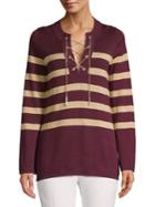 Michael Michael Kors Petite Striped Chain Lace-up Tunic