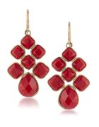 1st And Gorgeous Red Cabachon Chandelier Earrings