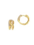 Sonatina 14k Yellow Gold & Diamond Abstract Clip-on Hoop Earrings