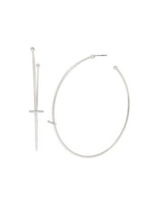 Bcbgeneration Silvertone Bar Large Hoop Earrings