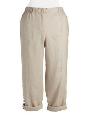 Calvin Klein Plus Plus Linen Rolled-cuff Pants