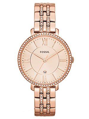 Fossil Jacqueline Rose Goldtone And Crystal Watch