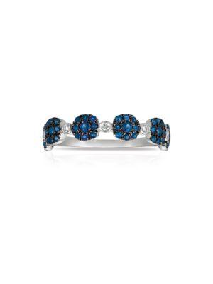 Marco Moore Diamond And Sapphire 14k White Gold Ring