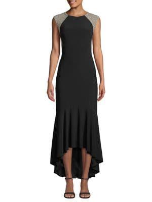 Xscape Embellished Flounce Hem Gown