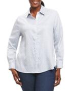Foxcroft Plus Geometric Cotton Button-down Shirt