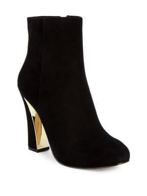 Karl Lagerfeld Paris Charliz Plated Suede Booties