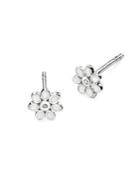 D For Diamond White Enamel Flower Stud Diamond Earrings
