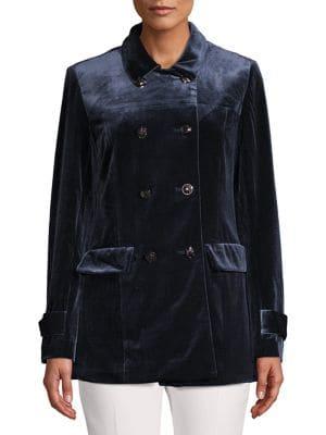 Jones New York Velvet Double-breasted Peacoat