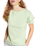 Brooks Brothers Red Fleece Flutter-sleeve Cotton Blend Top