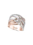 Effy Pave Rose Diamond And 14k White Gold And Rose Gold Ring