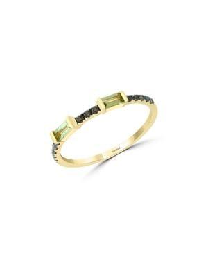Effy 14k Yellow Gold, Peridot & Brown Diamond Ring