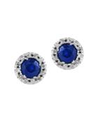 Effy Royale Bleu Diamonds And Sapphire 14k White Gold Stud Earrings