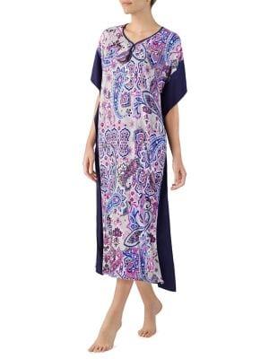 Ellen Tracy Paisley-print Long Caftan