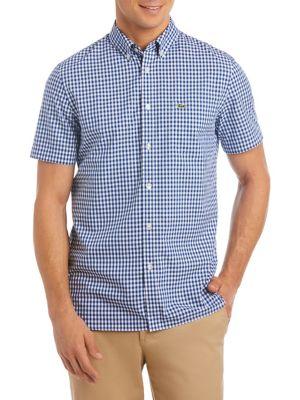 Lacoste Gingham Regular-fit Cotton Poplin Button-down Shirt