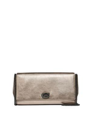 Coach Metallic Leather Turnlock Clutch