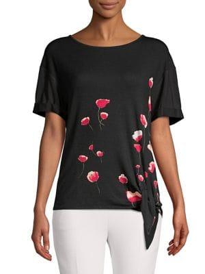 Joan Vass Floral Side-tie Top