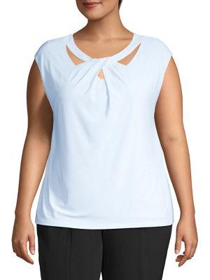 Kasper Plus Crisscross & Cut-out Cap-sleeve Top