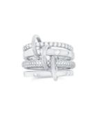 Crislu Linx Crystal, Sterling Silver And Platinum Q-link Stackable Ring