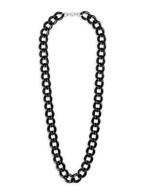 Gold And Honey Sterling Silver & Lucite Links Curb Necklace