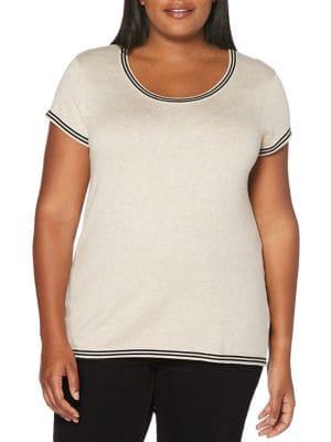 Rafaella Plus Striped Scoopneck Top