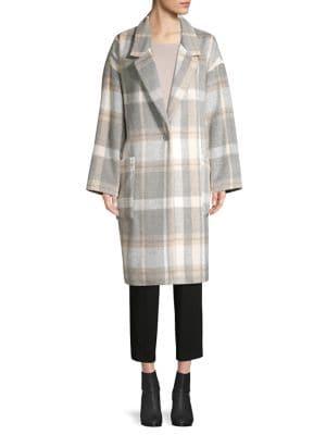 Calvin Klein Plaid Patch Pocket Wool-blend Coat