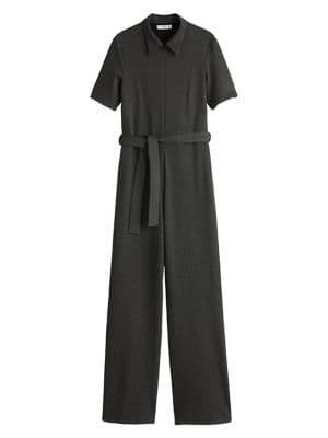Mango Pinstriped Long Zip Jumpsuit