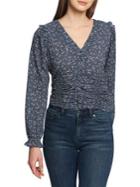 1.state Printed Ruffle Button-down Shirt