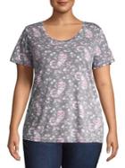 Lucky Brand Plus Floral Short-sleeve Top