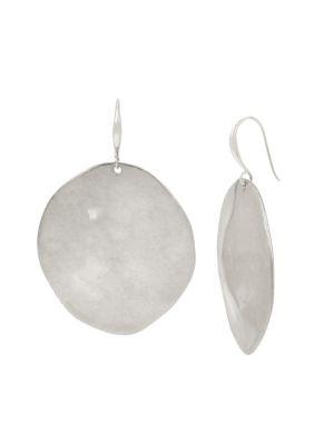 Robert Lee Morris Silvertone Sculptural Disc Drop Earrings