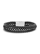 Lord & Taylor Stainless Steel & Braided Leather Multi-layered Bracelet