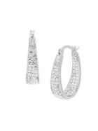 Lord & Taylor Rhodium-plated Sterling Silver & Swarovski Crystal In & Out Hoop Earrings