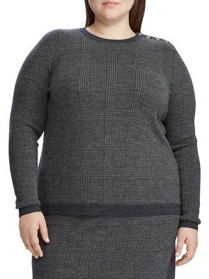 Lauren Ralph Lauren Plus Plaid Merino Wool Sweater