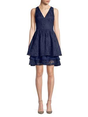 Eliza J Tiered Lace Fit-&-flare Dress