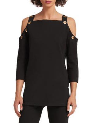 Donna Karan Cold-shoulder Grommet Top