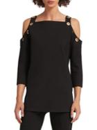Donna Karan Cold-shoulder Grommet Top