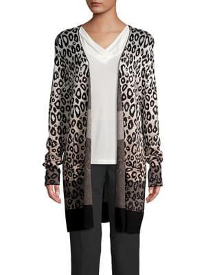 Joseph A Leopard Open Front Cardigan