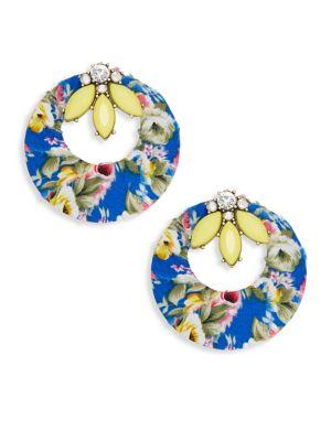 Design Lab Lord & Taylor Crystal Floral Hoop Earrings