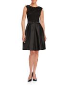 Ellen Tracy Lace-accented Fit-and-flare Dress