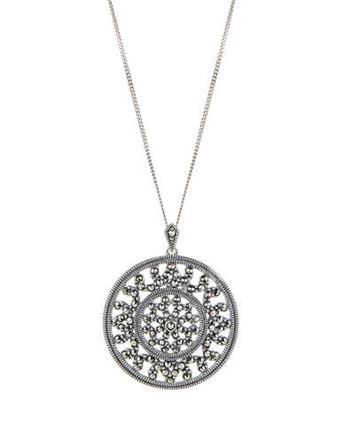 Lord & Taylor Sterling Silver And Marcasite Pendant Necklace
