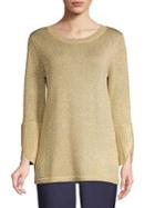 Calvin Klein Metallic Knit Tulip Sleeve Top