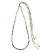 Chan Luu Sterling Silver Pyrite Mix Adjustable Cord Necklace