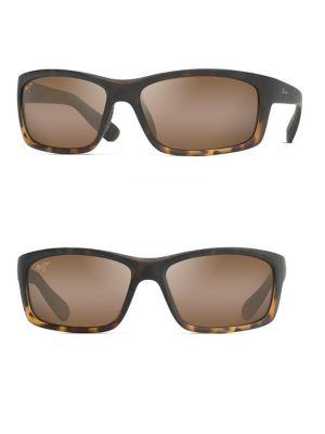 Maui Jim 61mm Kanaio Coast Matte Tortoise Rectangular Sunglasses