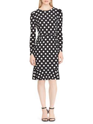 Lauren Ralph Lauren Polka-dot Jersey Sheath Dress