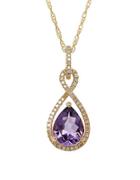 Lord & Taylor Amethyst, Diamond And 14k Yellow Gold Pendant Necklace