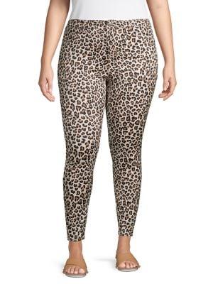 Design Lab Plus Leopard-print Cotton-blend Ankle-length Pants