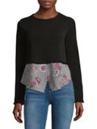 Design Lab Floral Mixed-media Sweater