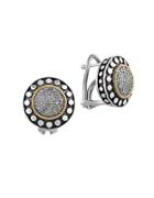 Effy 925 Sterling Silver, 18k Yellow Gold And Diamond Earrings