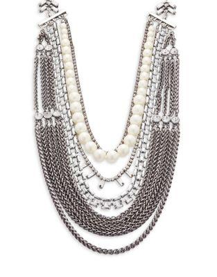 Noir Multi-layered Chain-link And Faux Pearl Necklace