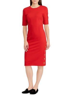 Lauren Ralph Lauren Petite Button-trimmed Ponte Sheath Dress