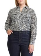 Lauren Ralph Lauren Plus Printed Cotton Button-down Shirt